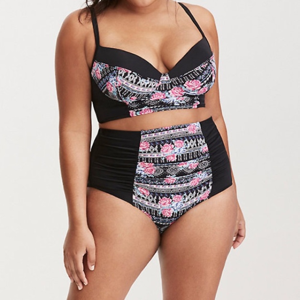 Floral print underwire bikini top